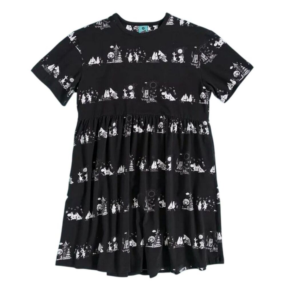 Moomin Womens/Ladies All-Over Print Smock Dress / Black